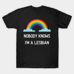 Nobody Knows I'm A Lesbian Funny Gay Pride Shirt T-Shirt